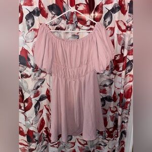 Women’s Off-Shoulder Mini Dress in Light Pink